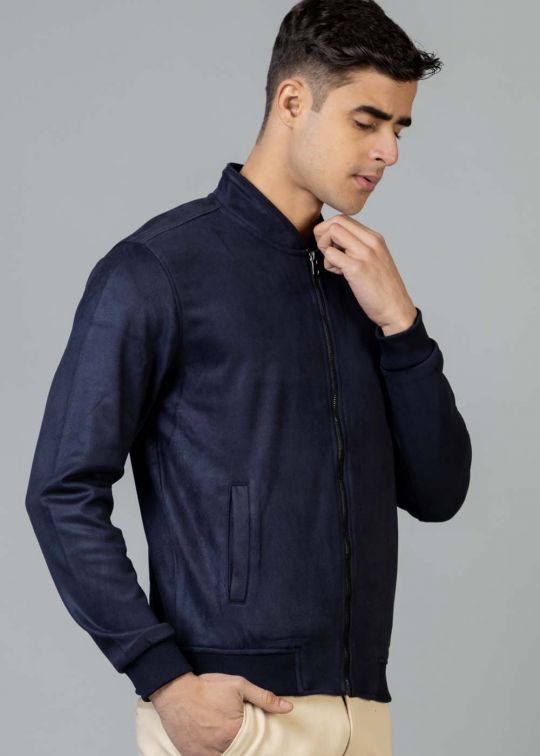 Premium Suede Navy Jacket For Men - kwabey.com