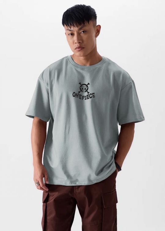 Straw Hat Crew Stone Grey Oversized T Shirt For Men - kwabey.com