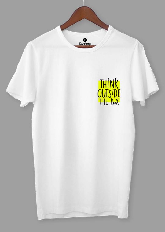 Think Outside The Box White Half Sleeve T Shirt For Men - kwabey.com